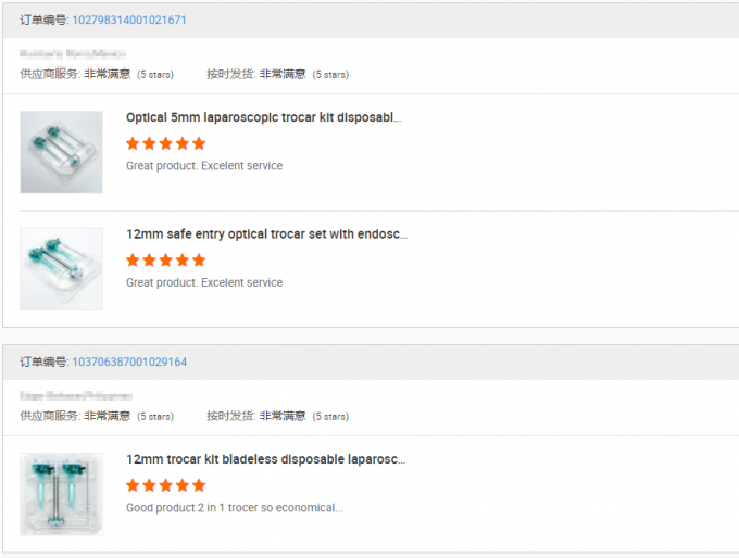 tin tức mới nhất của công ty về Phản hồi của khách hàng-Bộ Trocar và Trocar dùng một lần | khoa học phẫu thuật  1