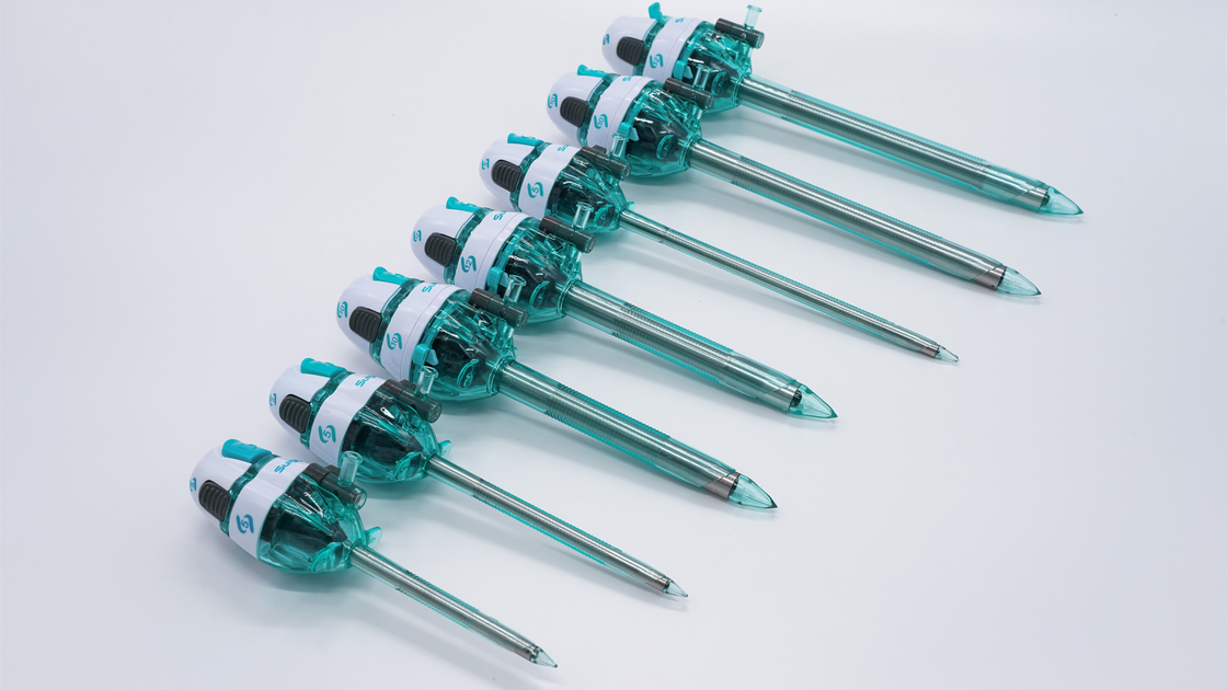 Nhìn thấy đầu ống thép quang Trocar với nhựa Canula 5/10/12*75/100/150mm Surgsci