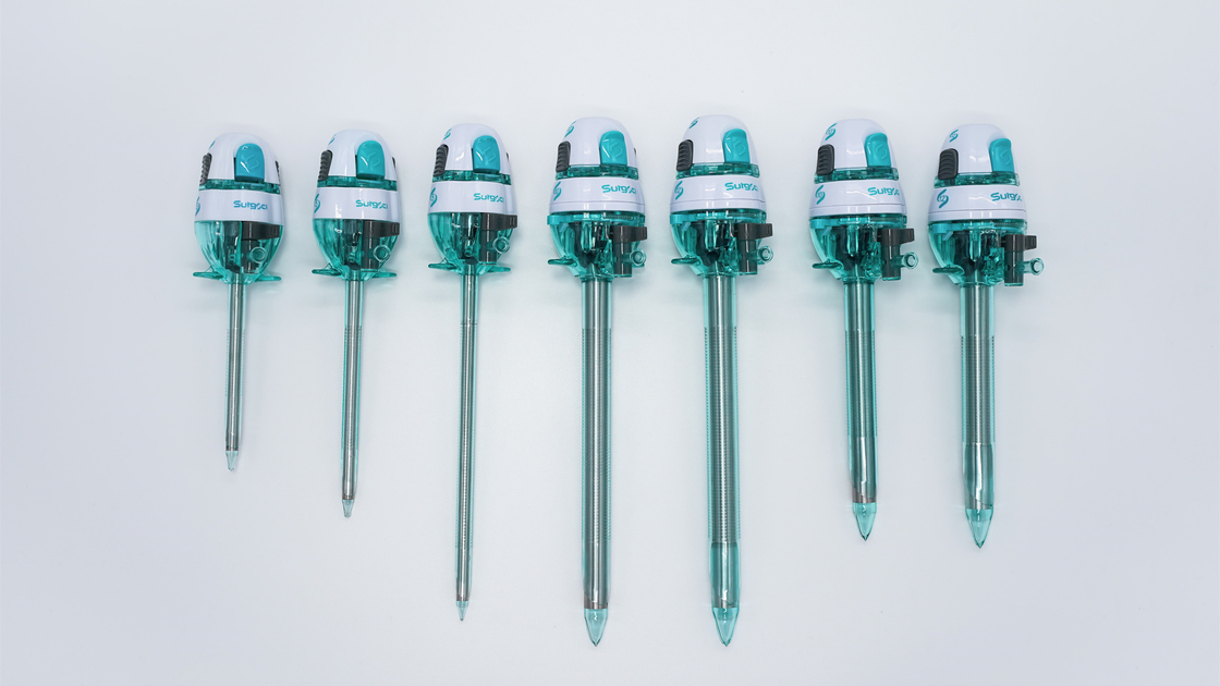 Nhìn thấy đầu ống thép quang Trocar với nhựa Canula 5/10/12*75/100/150mm Surgsci